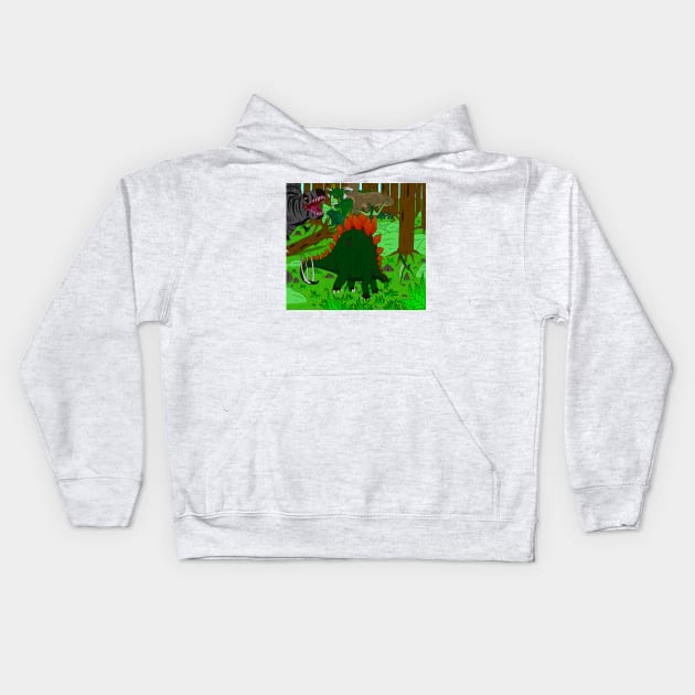 Jurassic Ruckus Kids Hoodie by TopsyTriceratops